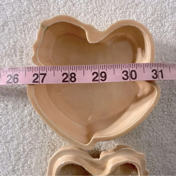 Vintage 1995 Peach Ceramic Cherub Angel Heads W Wings Trinket Dish With Lid - Picture 16 of 16